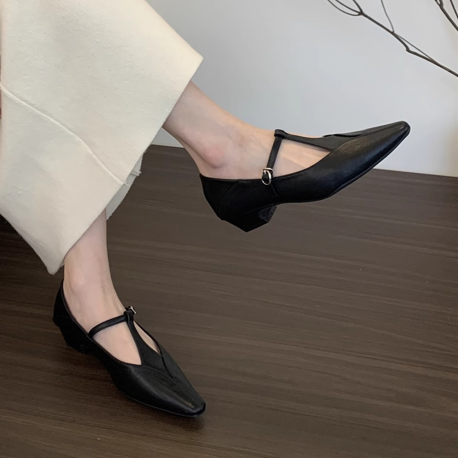 【Tax Not Included】Jia Xi Tian Si Pointed Toe Mary Jane Shoes for Women, New Spring and Autumn French Retro Style