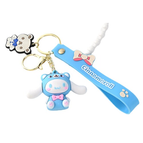 Sitting Sanrio keychain pendant two-dimensional cinnamon dog key silicone cartoon cute Kuromi keychain