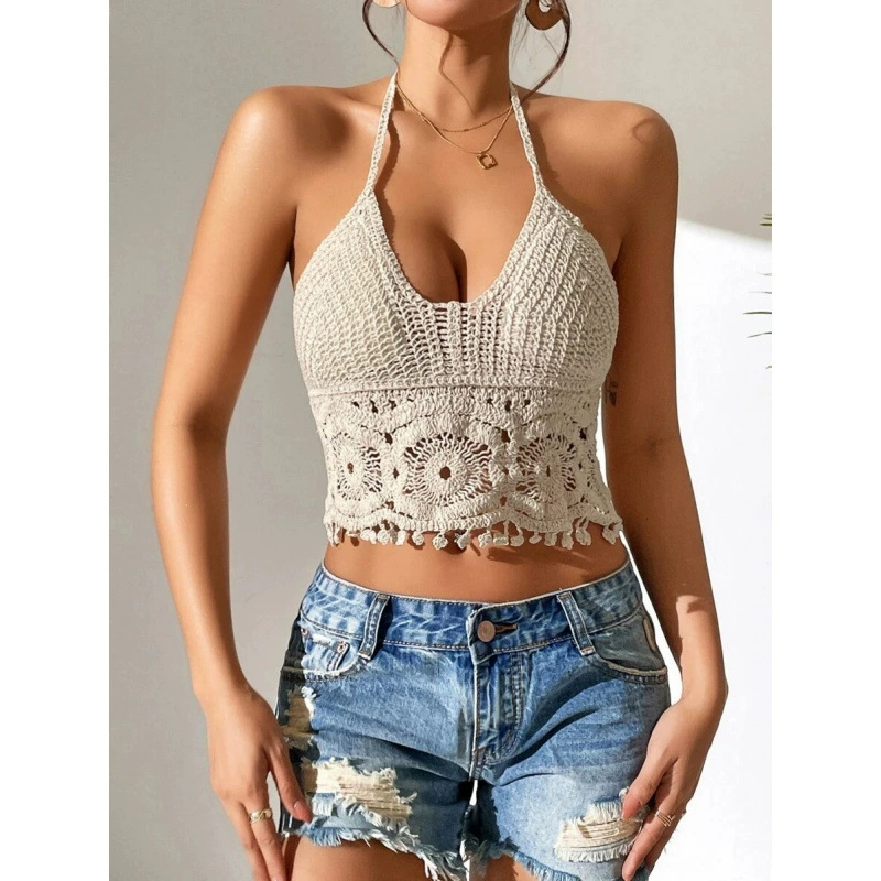 Новые продукты из Европы и США во внешней торговле, безгеод, без Amazon ebay AliExpress крючком полый подтяжки кисточка короткий топ