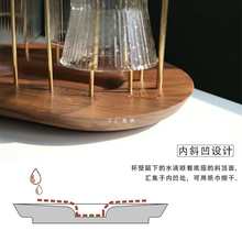 批发实木黄铜水杯架收纳置物架家用客厅玻璃茶杯托盘倒挂沥水放晾