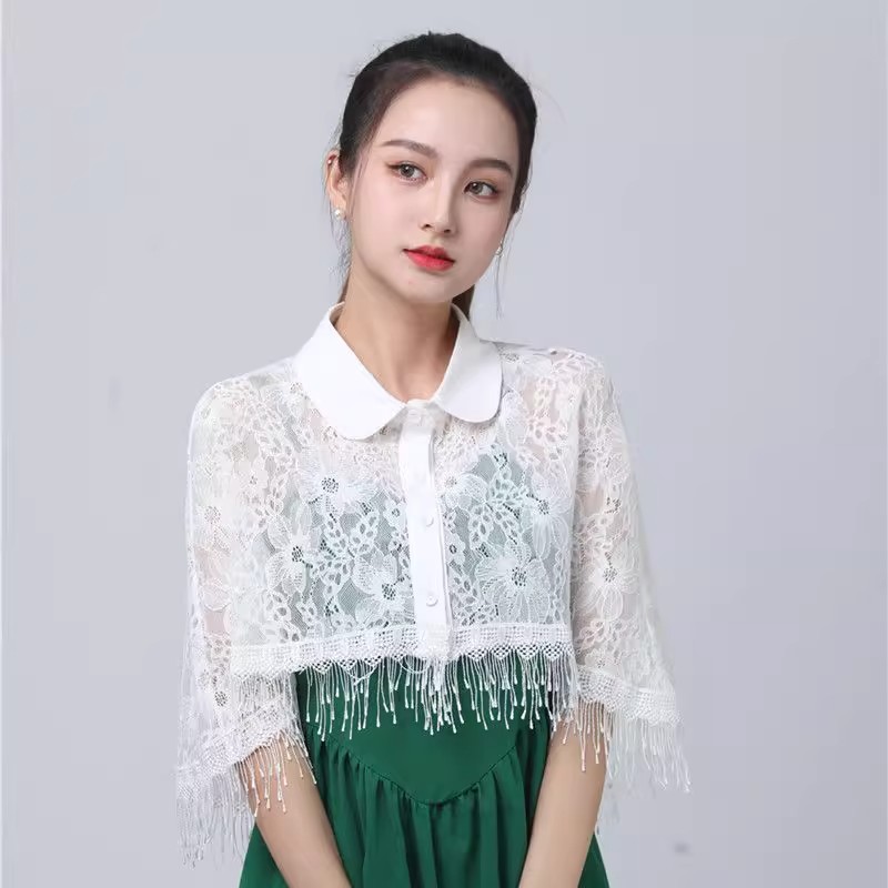 Lace Cape Women's Short Shawl Small Shawl Summer All-match Thin Bridal Dress Outer White Cardigan Short Coat
