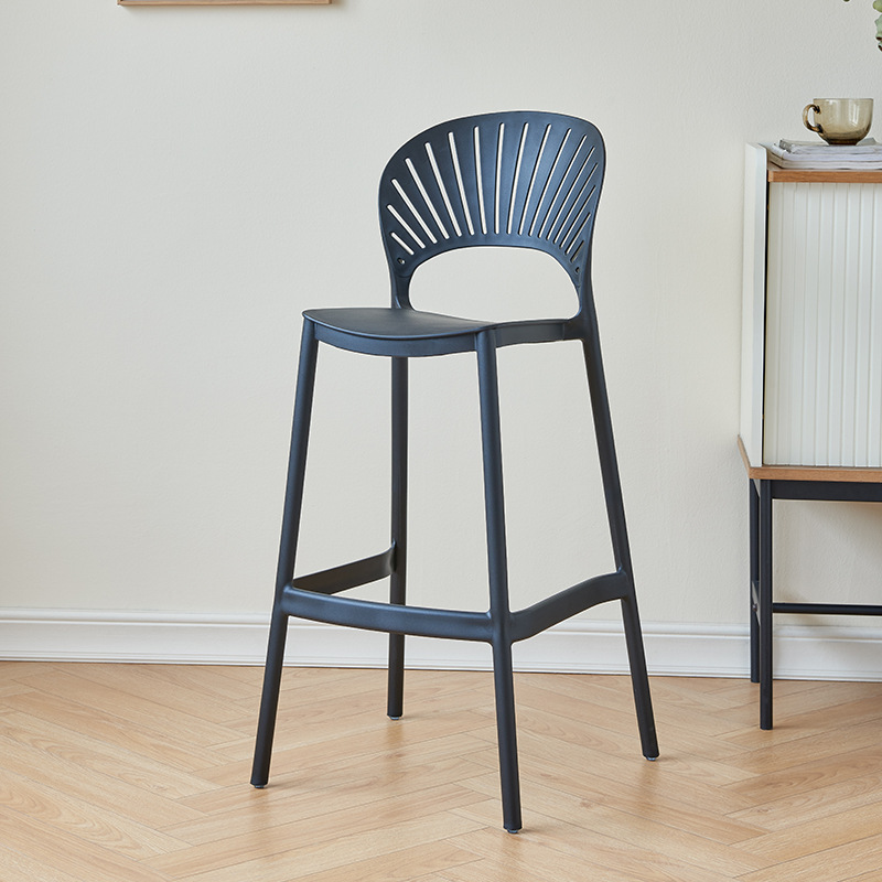 Silla de bar con respaldo superpuesta minimalista nórdico PP silla de bar de concha de plástico
