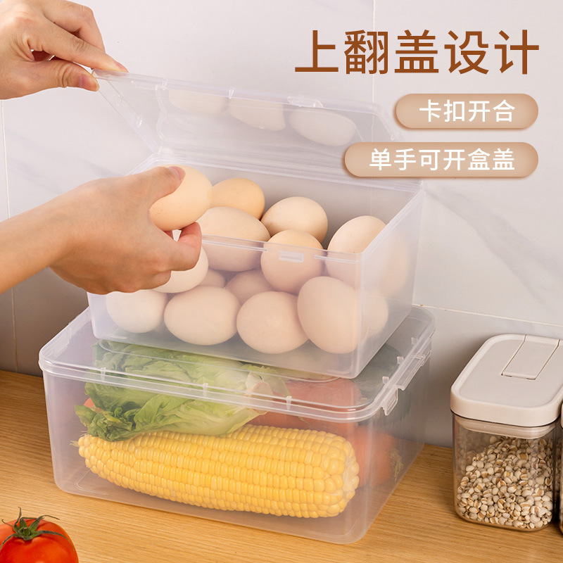 Refrigerador caja de almacenamiento de mantenimiento fresco transparente cocina de gran capacidad accesorios de gelatina congelada caja de tira caja de plástico de mantenimiento fresco con tapa