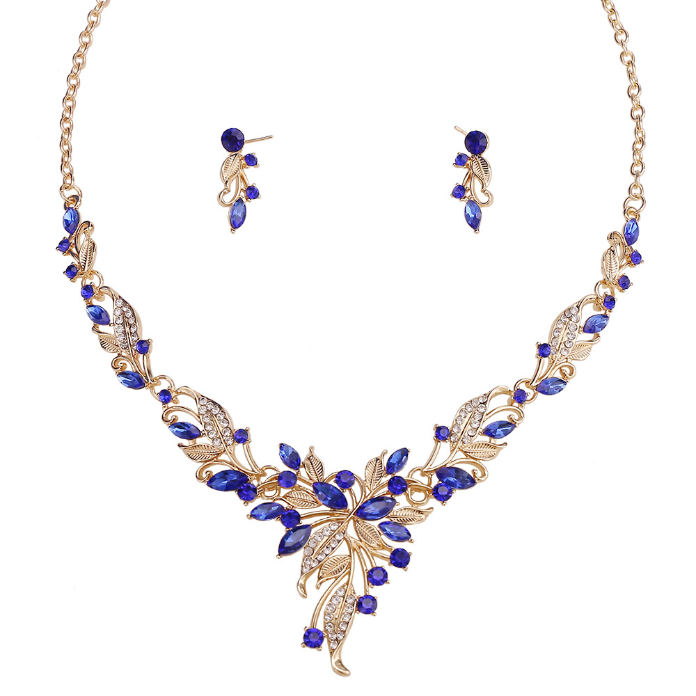 叶子镶钻新娘项链