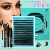 False Eyelash Set DIY, Curled Dense Cluster Lashes, Separate Tufts (252 pcs)