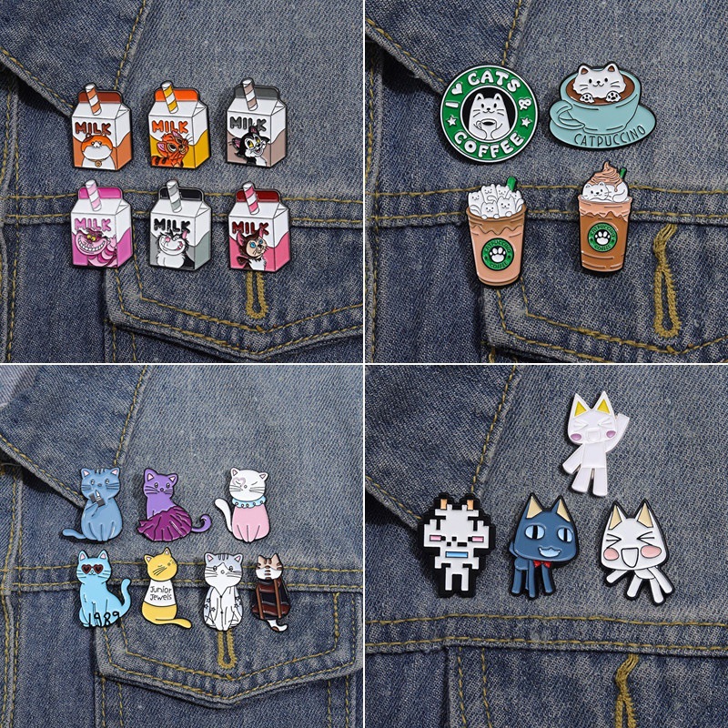 Casual Cute Cartoon Cup Cat Alloy Enamel Plating Unisex Brooches display picture 2