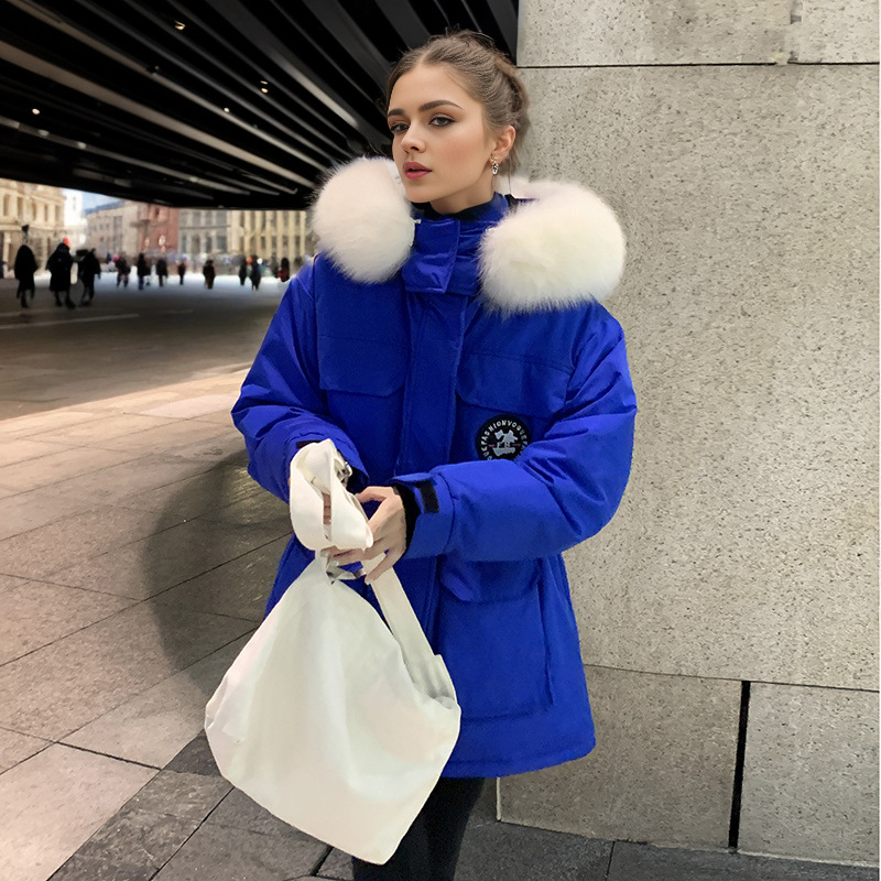 2024 Winter neue Arbeitskleidung Daunen Damen, dicke kurze für Paare, mit einem Sinn für Design von Wollkragen und Baumwolljacke_voghion.com