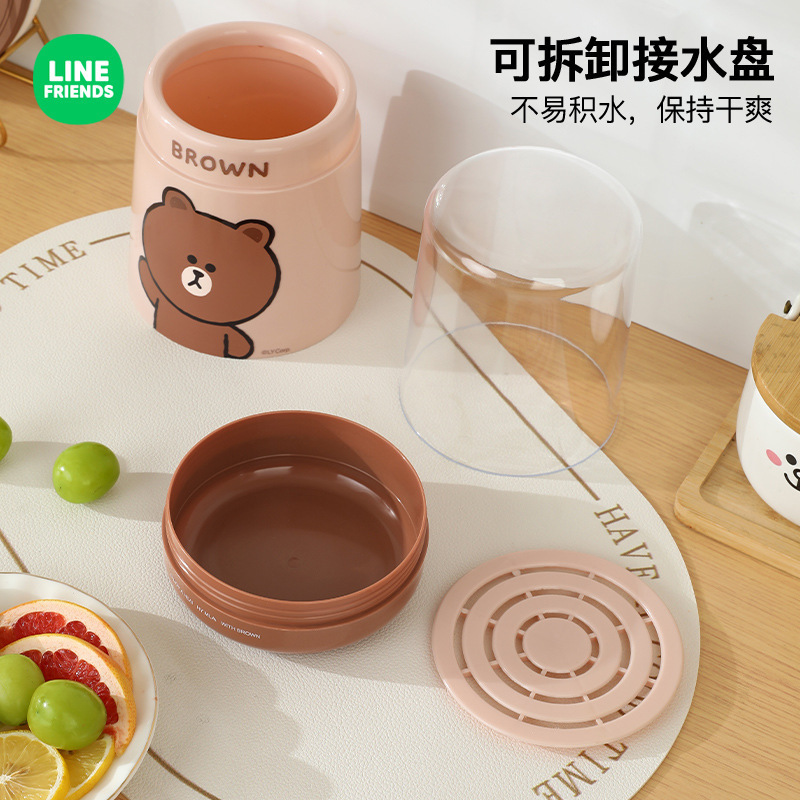 ブラウン熊防塵箸立て箸立て家庭用キッチン水切り箸ルー収納箸籠置物箸入れ|undefined