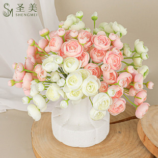 Simulation 6-head hand tie lulene bouquet holding flowers wedding decoration tea rose rose corsage factory wholesale