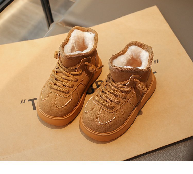 Girls' Snow Boots 2025 Winter New Children's Cotton Shoes Kapibara Big Toe Fleece Lined Thickened Parent-Child Loafers_voghion.com