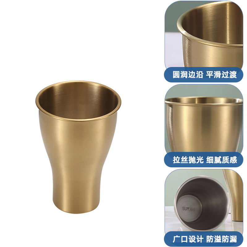 大容量敞口大肚杯子直饮简约304不锈钢食品级啤酒卷边加厚水杯|undefined