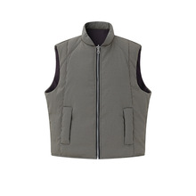 南夏乔装冬款马甲男青年宽松休闲立领千鸟格双面穿白鸭绒背心马甲