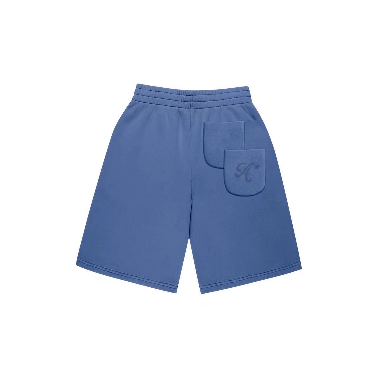 夏季新款潮流字母刺绣针织运动短裤宽松休闲松紧腰拼色男裤男装