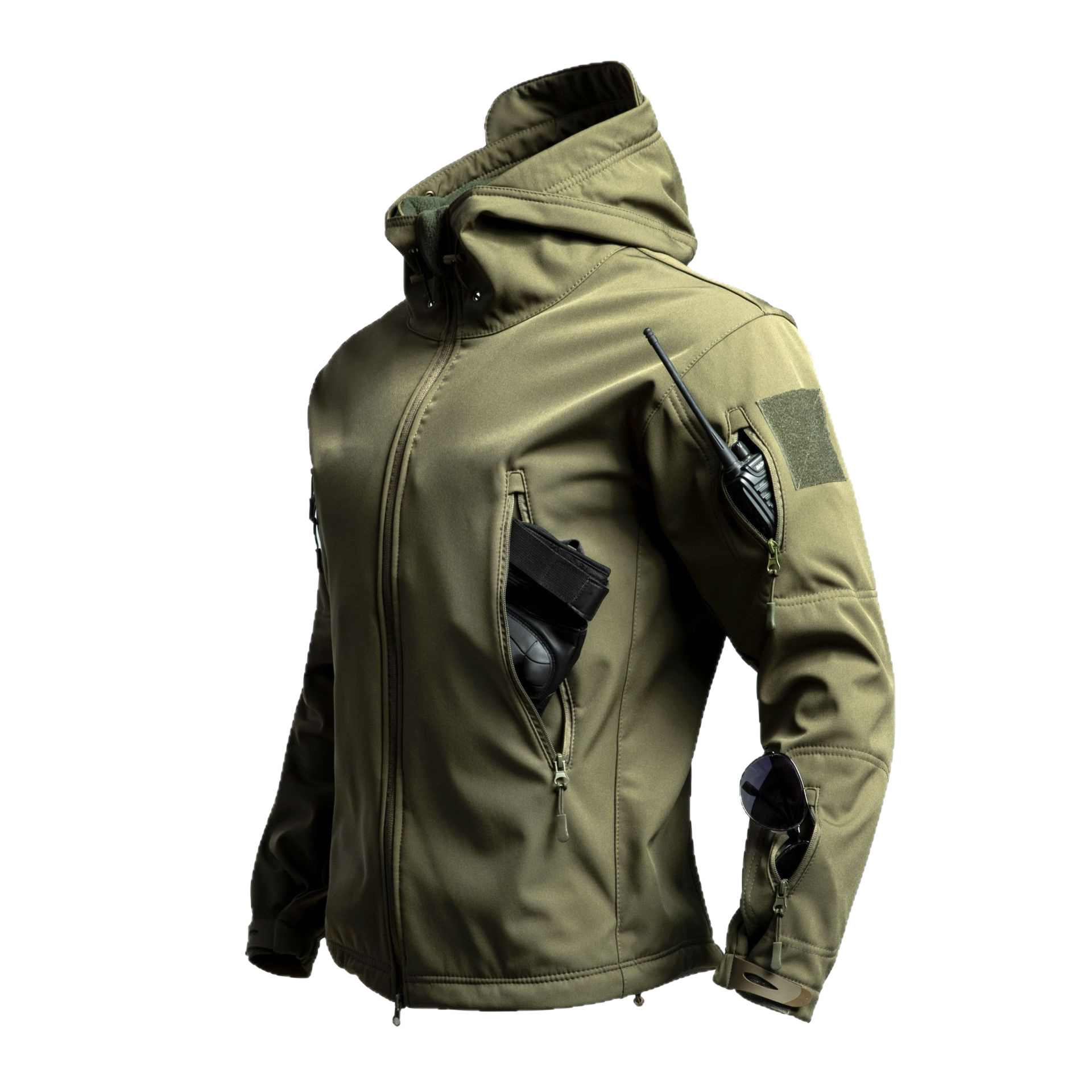 Chaqueta de caparazón suave de piel de tiburón al aire libre para hombres, primavera y otoño, invierno, pesca, esquí, ciclismo y chaqueta de alpinismo de terciopelo