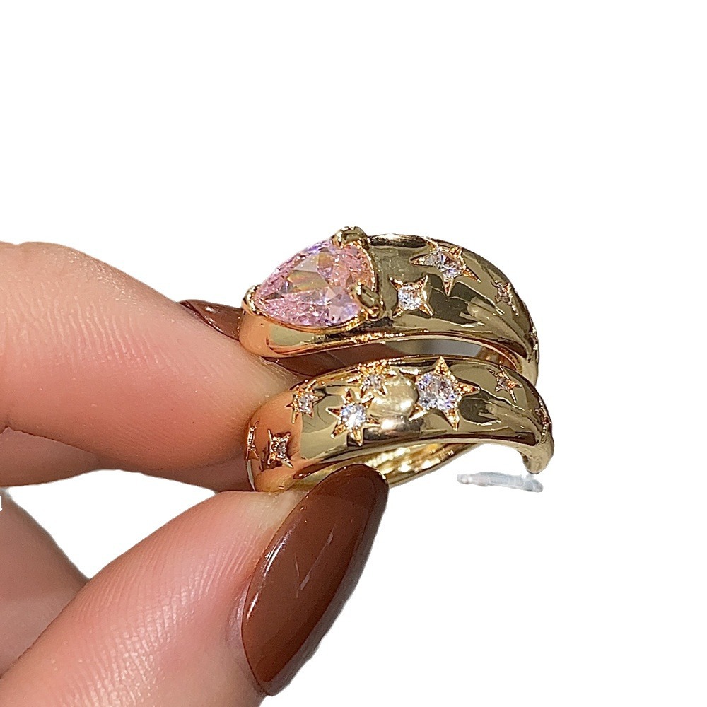 Color Heart-shaped Zircon Ring For Women
