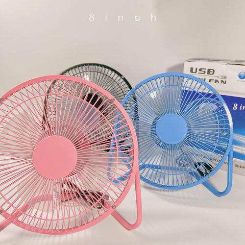Cross-border USB small fan 8-inch iron craft office dormitory mini rotating fan portable desk subwoofer fan