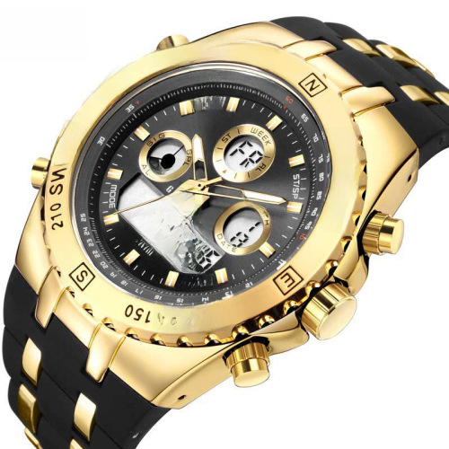 New Dual-Display Date Alarm Clock Digital Watch Sport Waterproof Silicone Men's Wristwatch