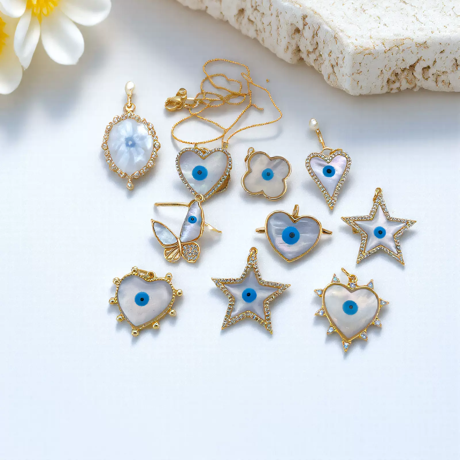 跨境热销锆石滴油恶魔之眼星星吊坠手排饰品配件ins风轻奢饰品