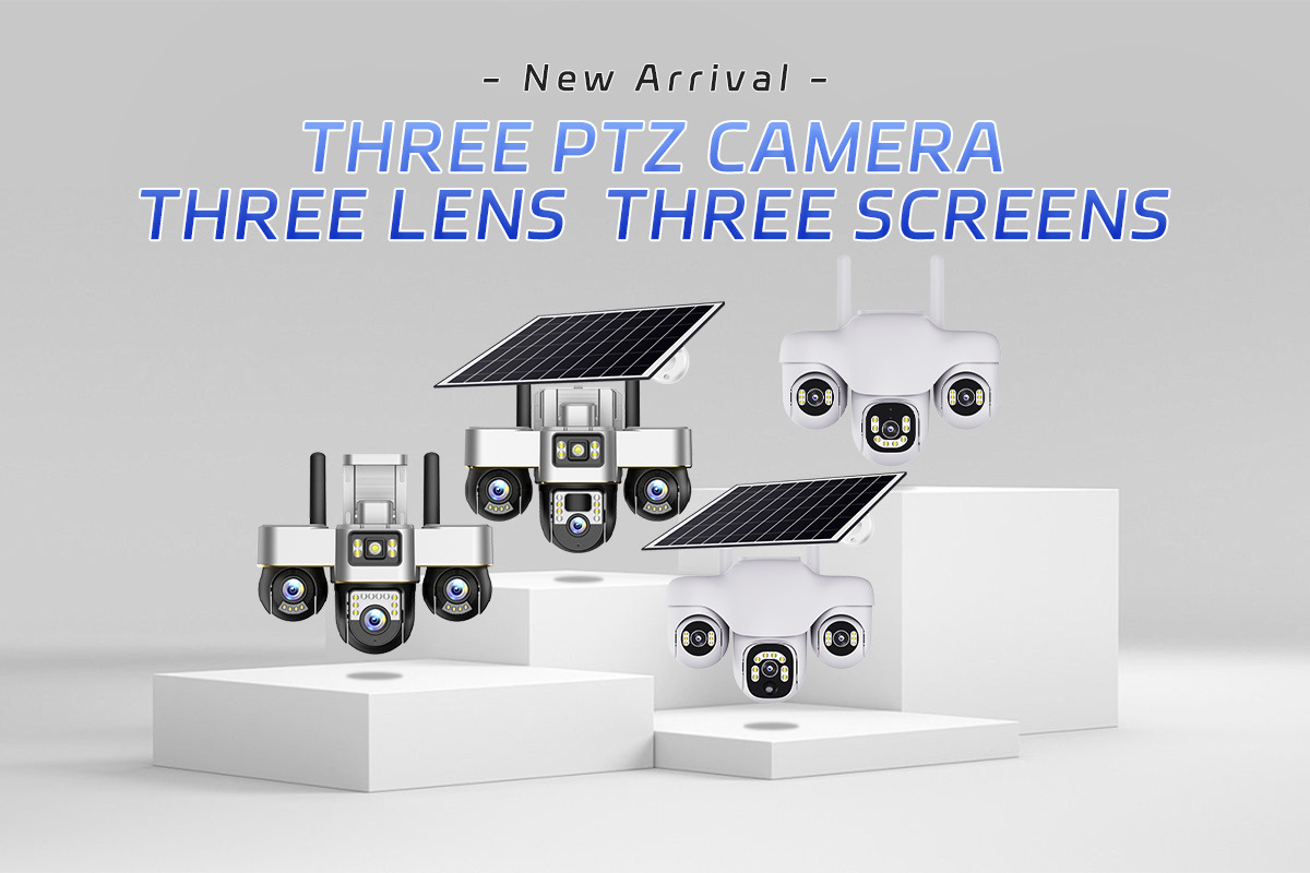 高清探头多人观看室外太阳能低功耗三镜头三画面监控真三镜头三画