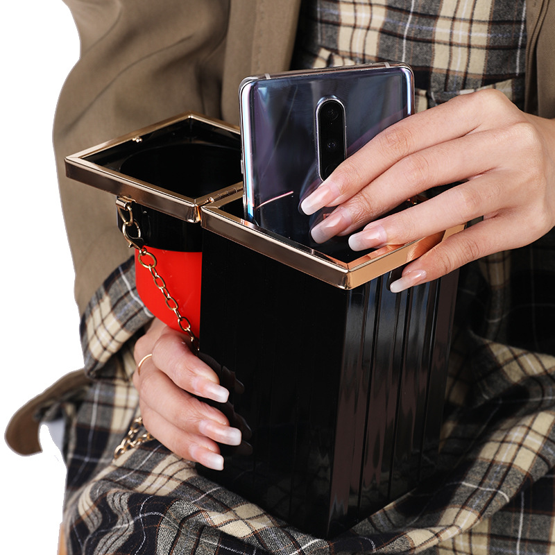 Nueva bolsa de lápiz labial de acrílico fiesta de moda transfronteriza elegante personalizado hombro mensajero bolsa de cadena bolsa de noche