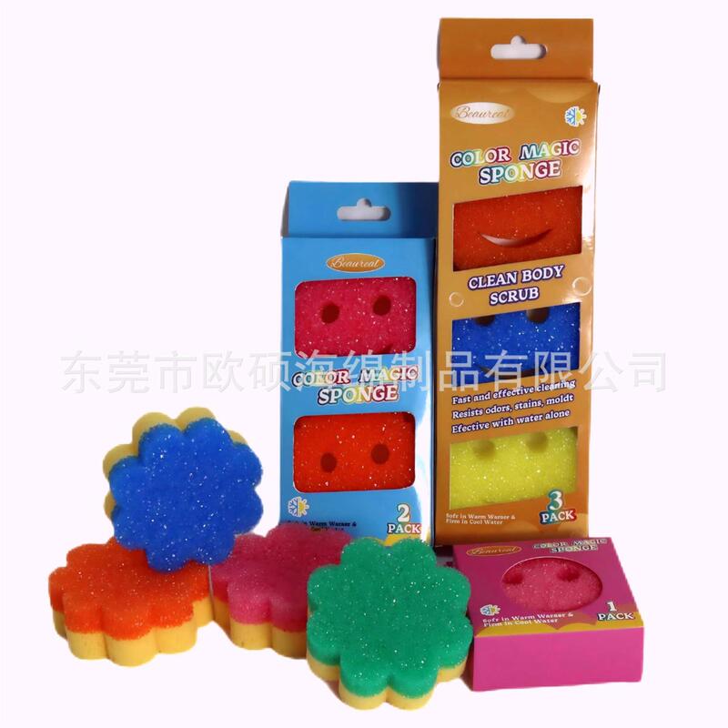 Wholesale Christmas explosions temperature sponge wipe, snowflake shape temperature sponge, kitchen dish washing pot sponge