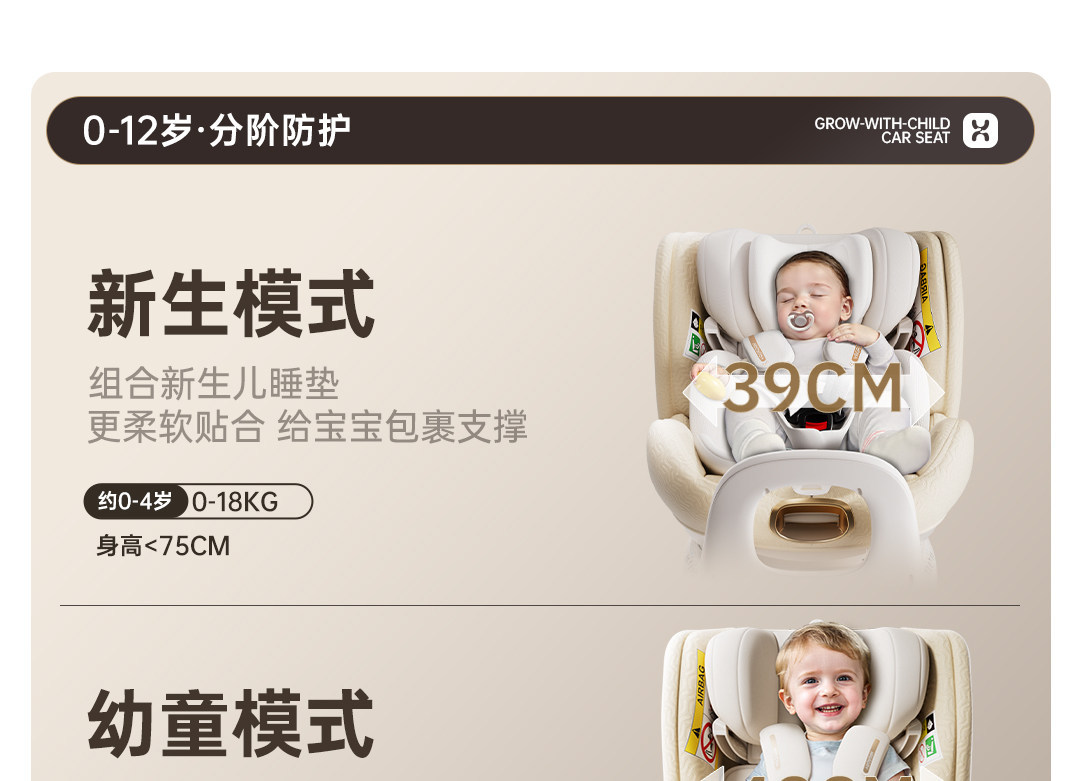 Hagaday Safety Seat for Infants, Suitable for Zhixing 3 and Zhixing 5 Cars, for Children Aged 0-12, with Ventilation