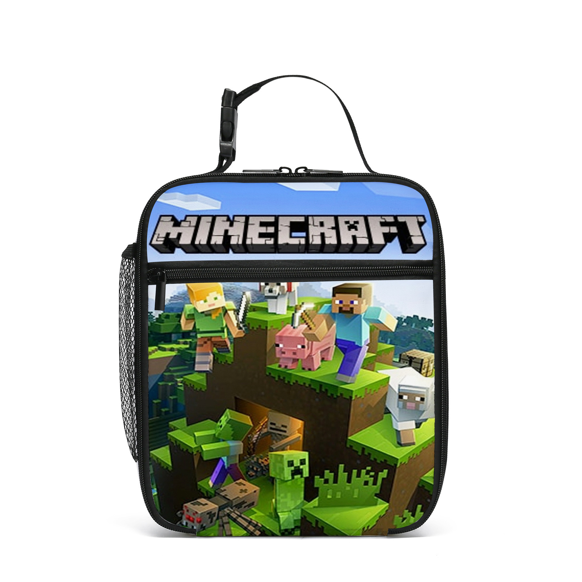 Minecraft Bolso de comida para estudiantes de primaria Minecraft Bolso de hombro portátil para niños Caja de aislamiento Bolsa de almuerzo portátil de campo