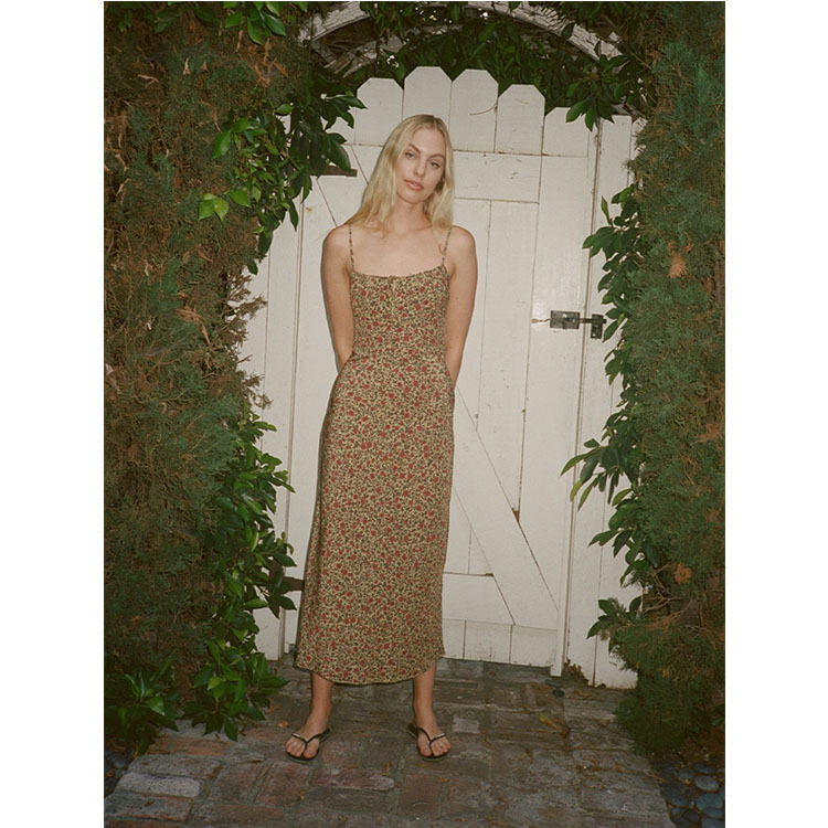 In stock Relisa mulberry silk printed sling dress 2021 summer new French European and American women's clothing