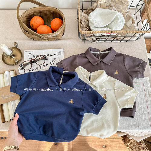 Children's clothing 2024 summer new style Korean style children's summer polo shirt T-shirt boys and girls short-sleeved T-shirt 123286