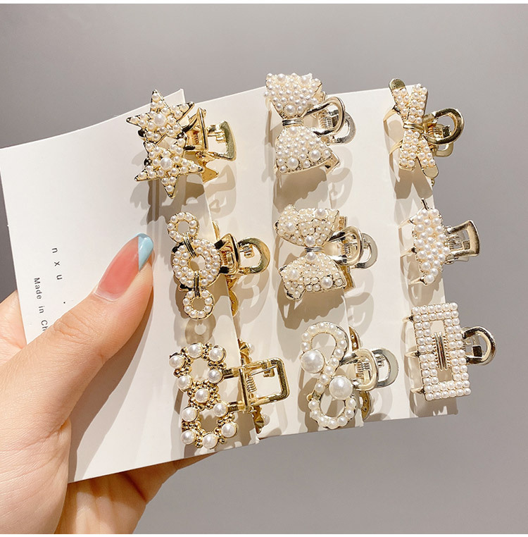 Simple Style Bow Knot Alloy Inlay Pearl Zircon Hair Claws display picture 1