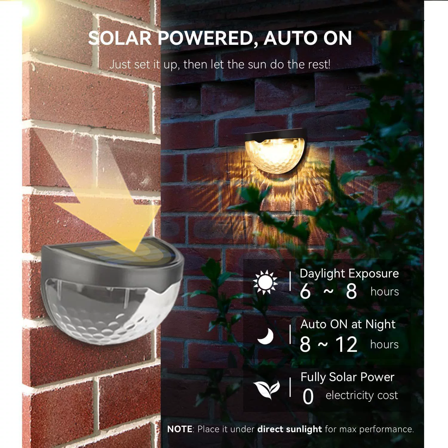 LED-встроенные водораздельные ступени уличные водостойкие солнечные светильники для забора, беседки, бра-установка