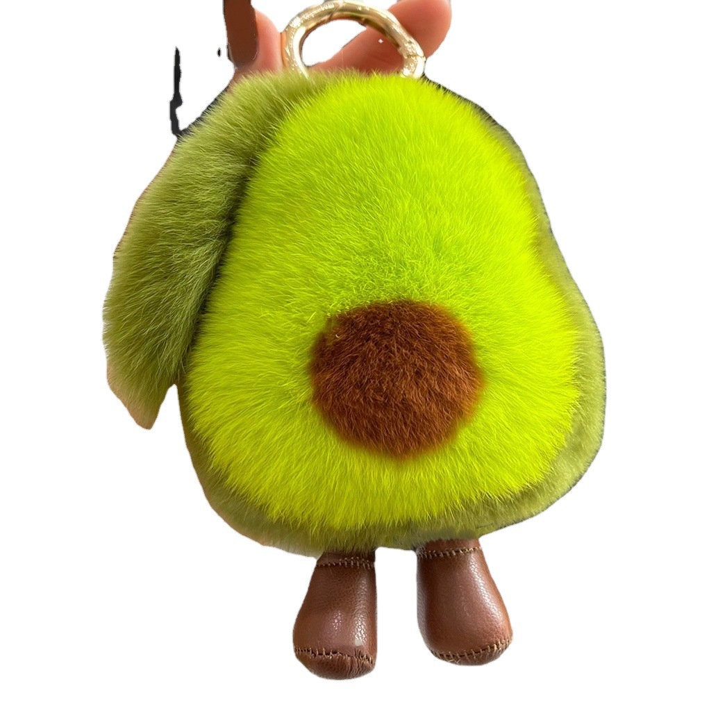Real Rex conejo de piel aguacate coche llavero colgante ins lindo felpa personalidad muñeca mochila bolsa adornos para las mujeres
