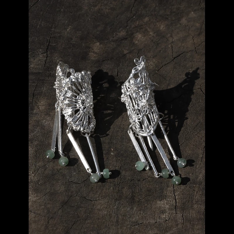 Antique Hollow Flower Jade Chalcedony Hair Buckle New Chinese Style Retro Pony Tail Hair Tail Braid Tassel Hairpin Hair Accessories