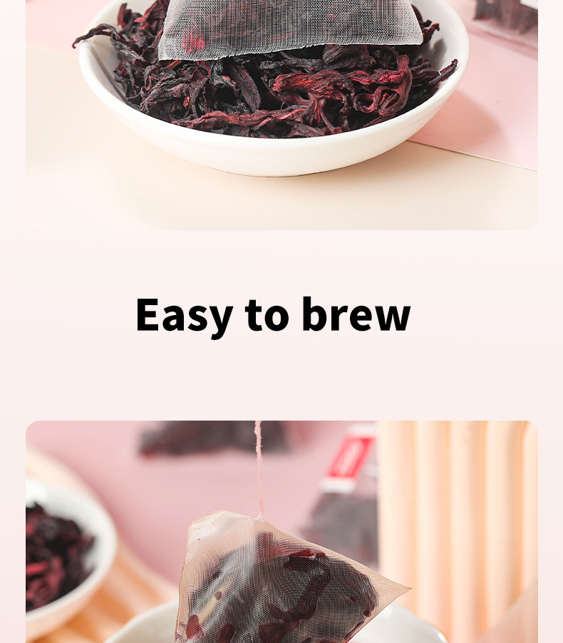Hibiscus Tea Luo Shen Hua 洛神花 Dried Roselle Flower Herbal Tea 2g x 30 Bags Cold Brew in use