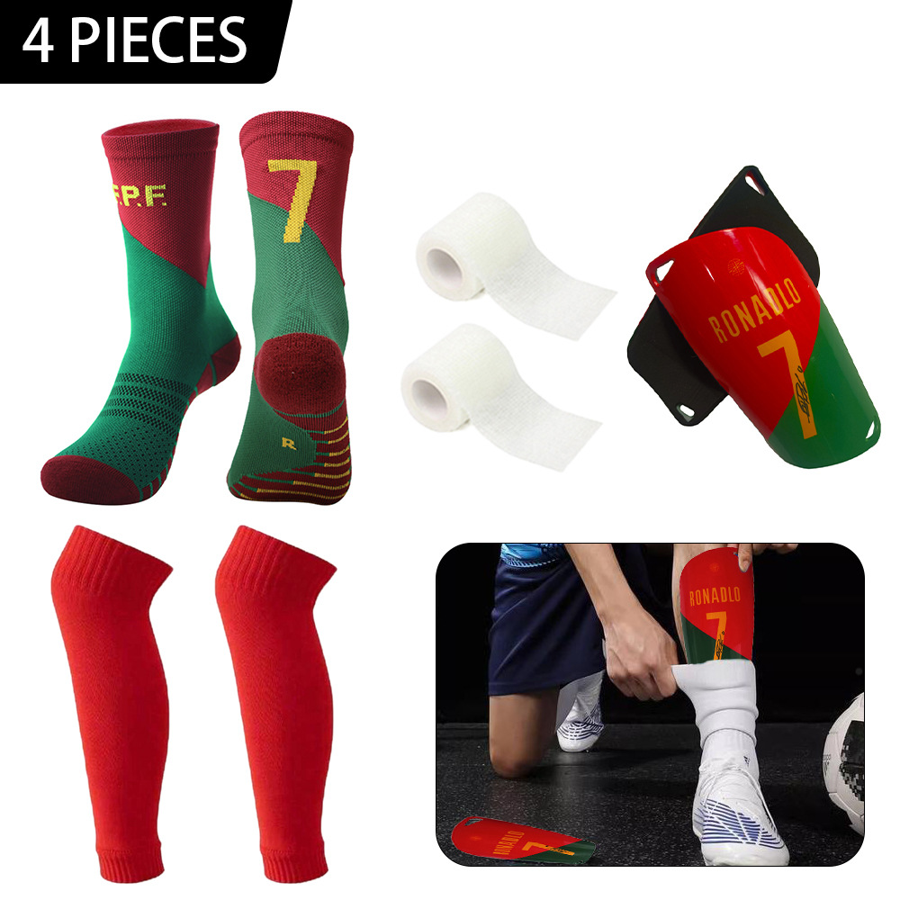 Football Sports Equipment Set, Cross-Border Hot-Selling Football Socks, Leg Sleeves, Shock-Absorbing Football Socks, Sublimation Leg Guards, Bandages