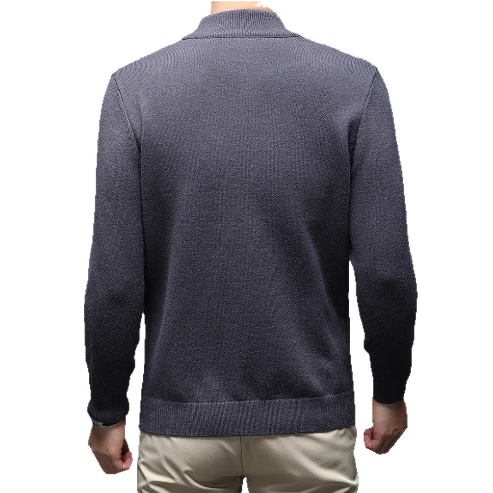 Jacquard de color sólido transfronterizo jersey de punto de aguja de invierno de mediana edad hombre casual suéter de semicirremolca