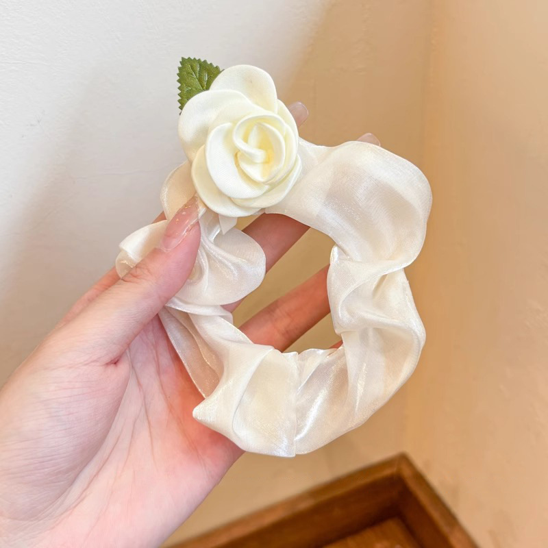 Anillo para el cabello del intestino grueso Mori Cuerda para el cabello de la cola de caballo femenina Albóndigas de sentido avanzado Cuerda para la cabeza Apuntar la cabeza Flor para el cabello Almohos elásticos Almohos para el cabello