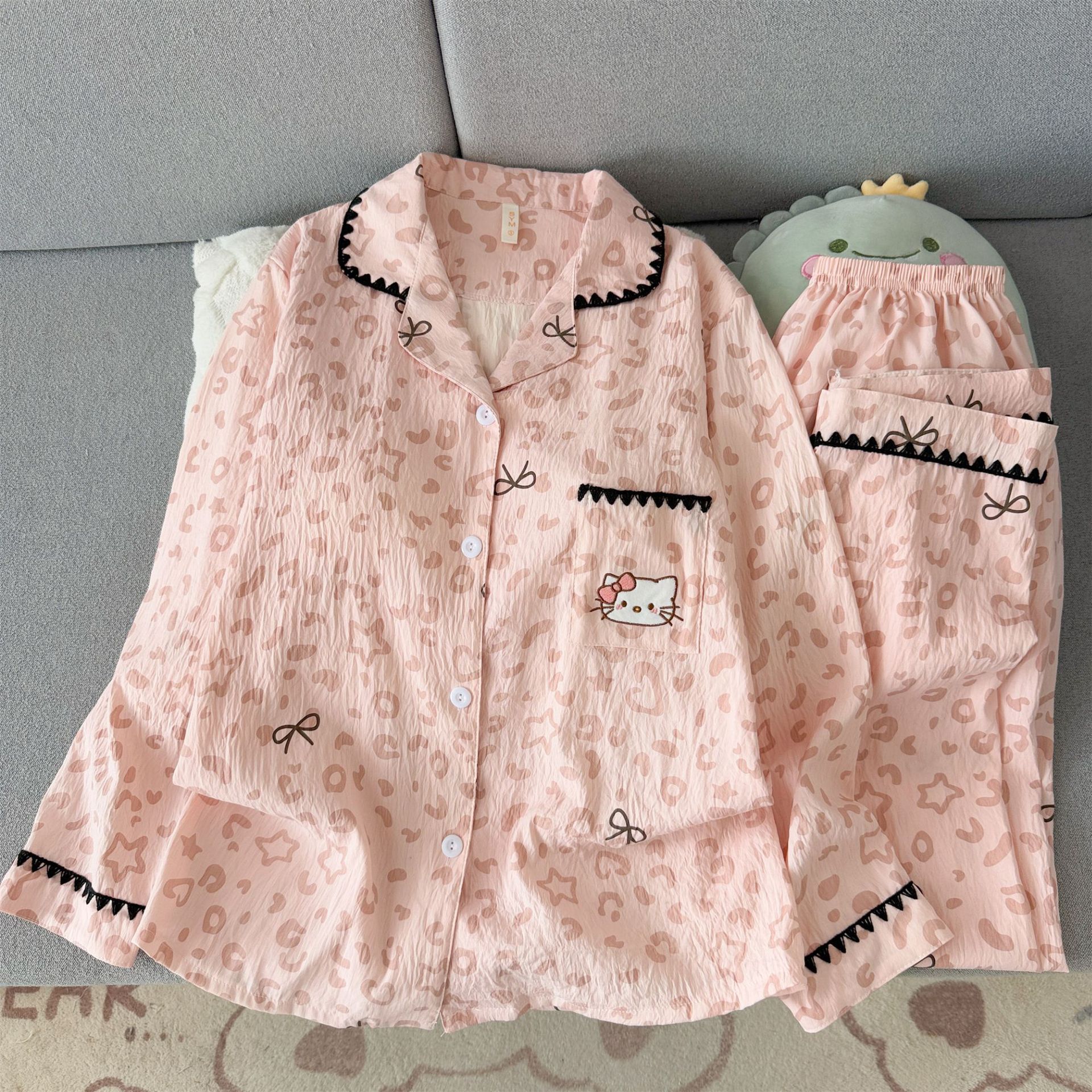 (No chest pad) [Yunduo Cotton] Shell-Pink Pattern KT Cat (Long Sleeves + Long Pa…