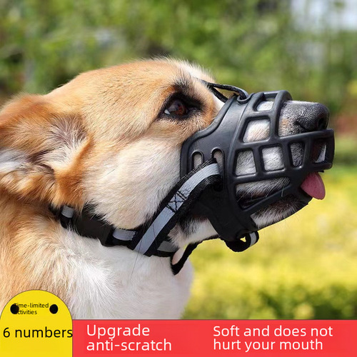 Pet Silicone Dog Mouth Guard, Mesh Breathable Anti-Bite Pet Dog Mouth Cover, Pet Mouth Guard