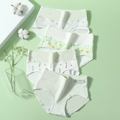 Girls' cotton print underwear, large size, seamless, for primary and high school students, high-waisted, Japanese-style triangle underwear