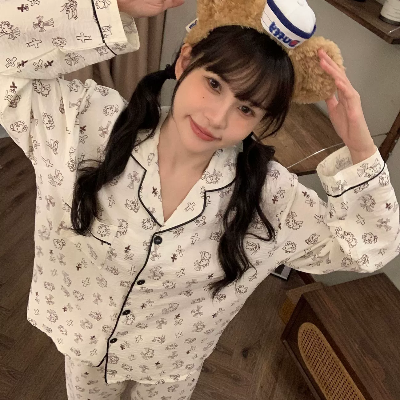 [Тинкербелл] Высококачественные весенне-осенние новые милые пижамы с героями мультфильмов для женщин, брюки с длинными рукавами и домашняя одежда