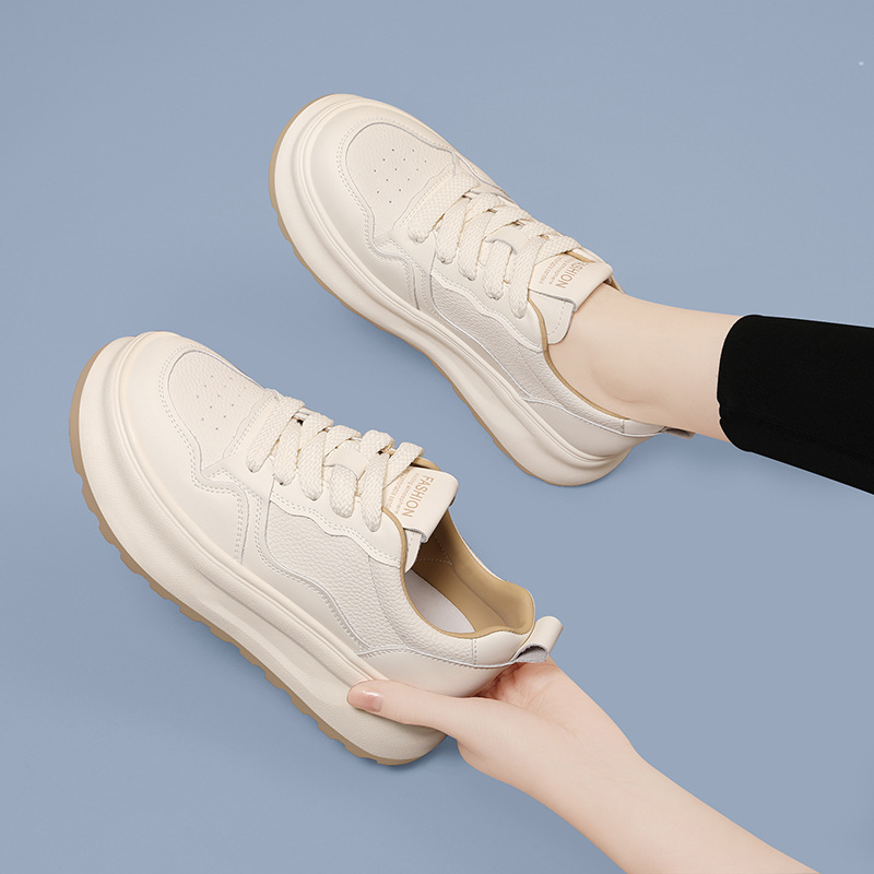 White Casual Sneakers For Women Soft Flat Sole Versatile Shoes_voghion.com