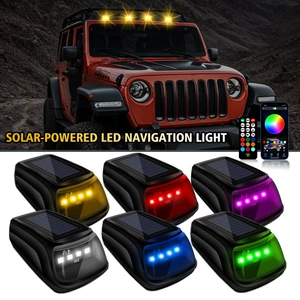 New upgraded solar-powered roof navigation light with Bluetooth APP + remote control, dual control multi-color ambient flashing warning light