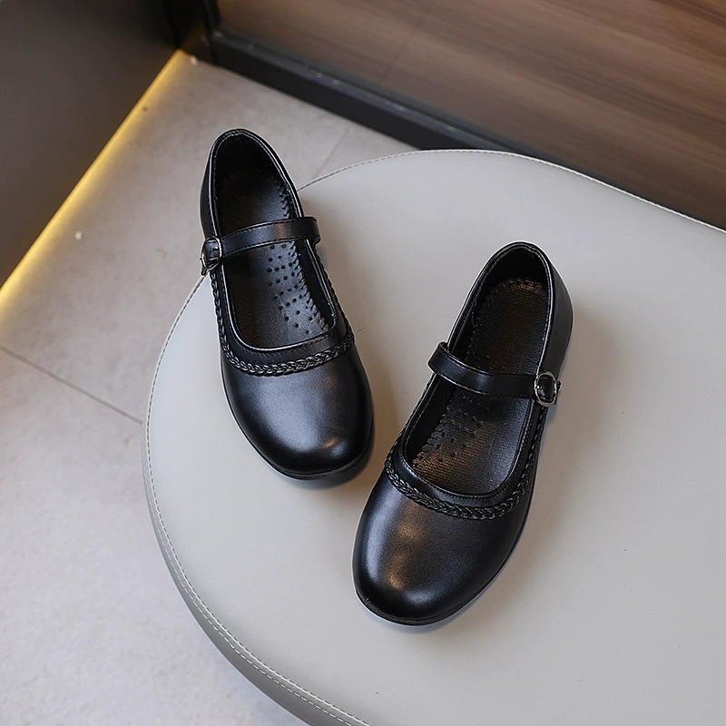 Большие детские туфли принцессы для девочек, новые весенне-осенние студенческие туфли в британском стиле для девочек, детские черные кожаные туфли на мягкой подошве