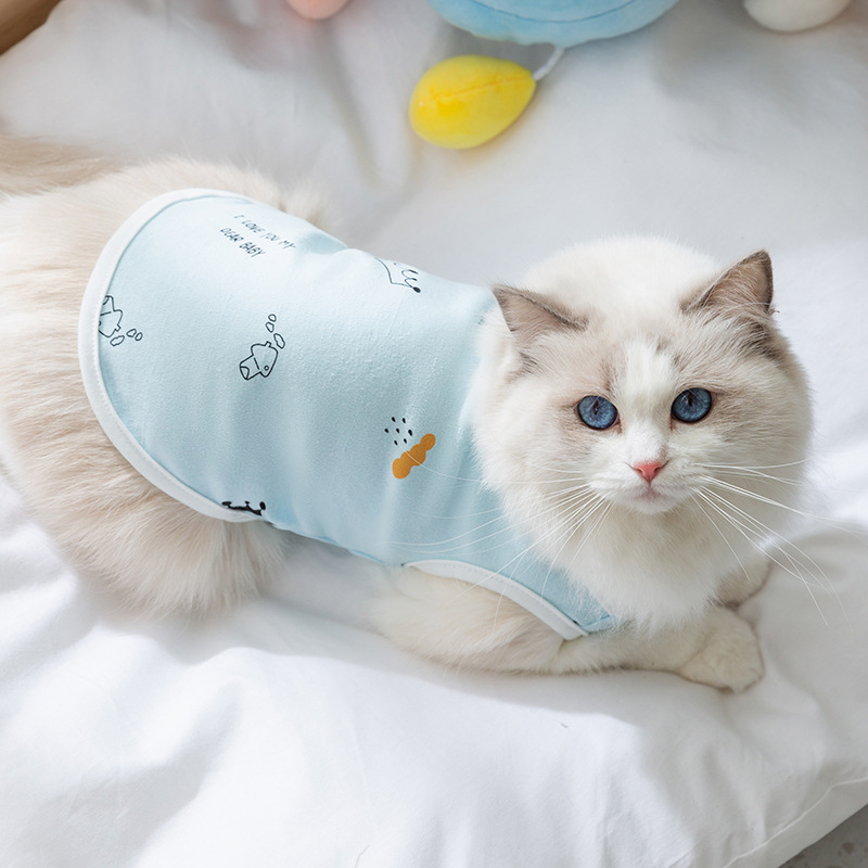 Gato primavera y verano viento casual fresco lindo chaleco impresa Teddy perros pequeños perros perros