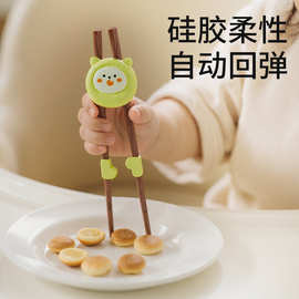儿童实木学习筷卡通练习筷宝宝训练筷子喂养餐具婴儿学习筷餐具