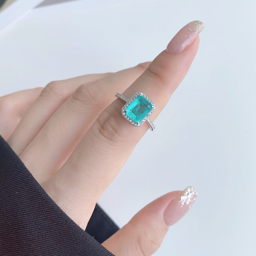 Fashion Geometric Sterling Silver Inlay Zircon Rings 1 Piece