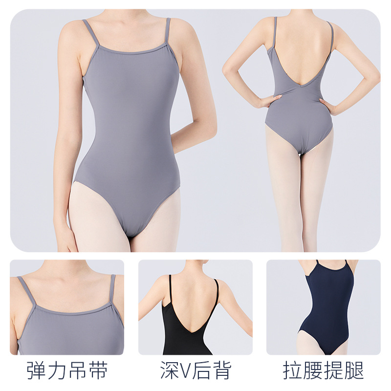 Ropa de baile para adultos y mujeres honda prueba de arte de verano Lycra ballet traje de gimnasia de alto tramo sin espalda traje de entrenamiento básico