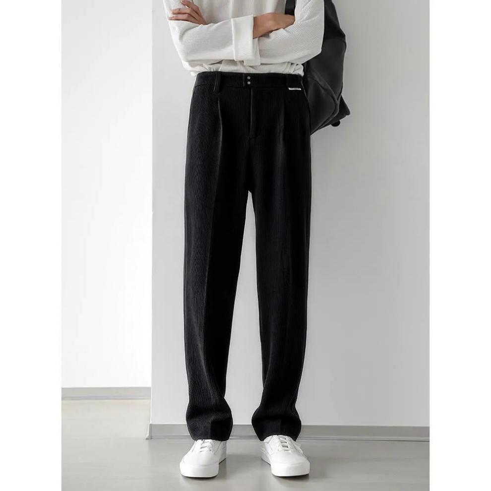 1 Men's Casual Spring And Autumn Loose Regular Wide-Leg Pants Japanese Style Simple Solid Color Versatile Straight_voghion.com