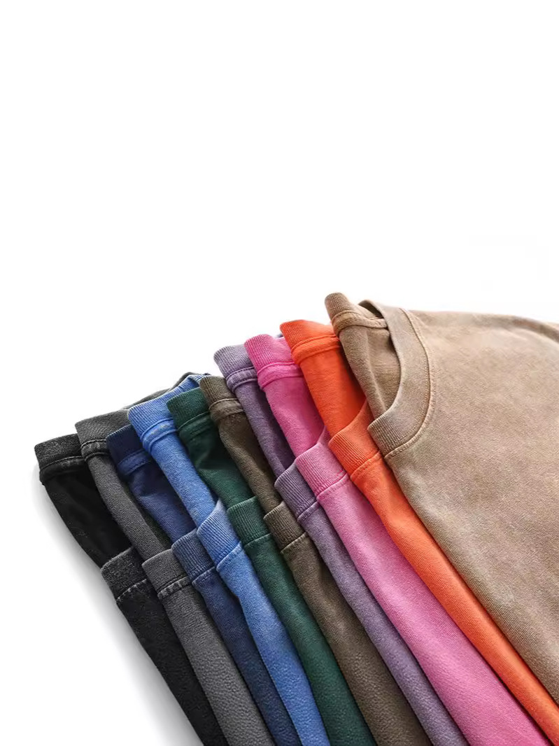 230g de algodón puro americano lavado camiseta apenada hombres y mujeres corto personalizado verano suelto ins marca de moda todo-Partido estilo de Hong Kong Hip Hop